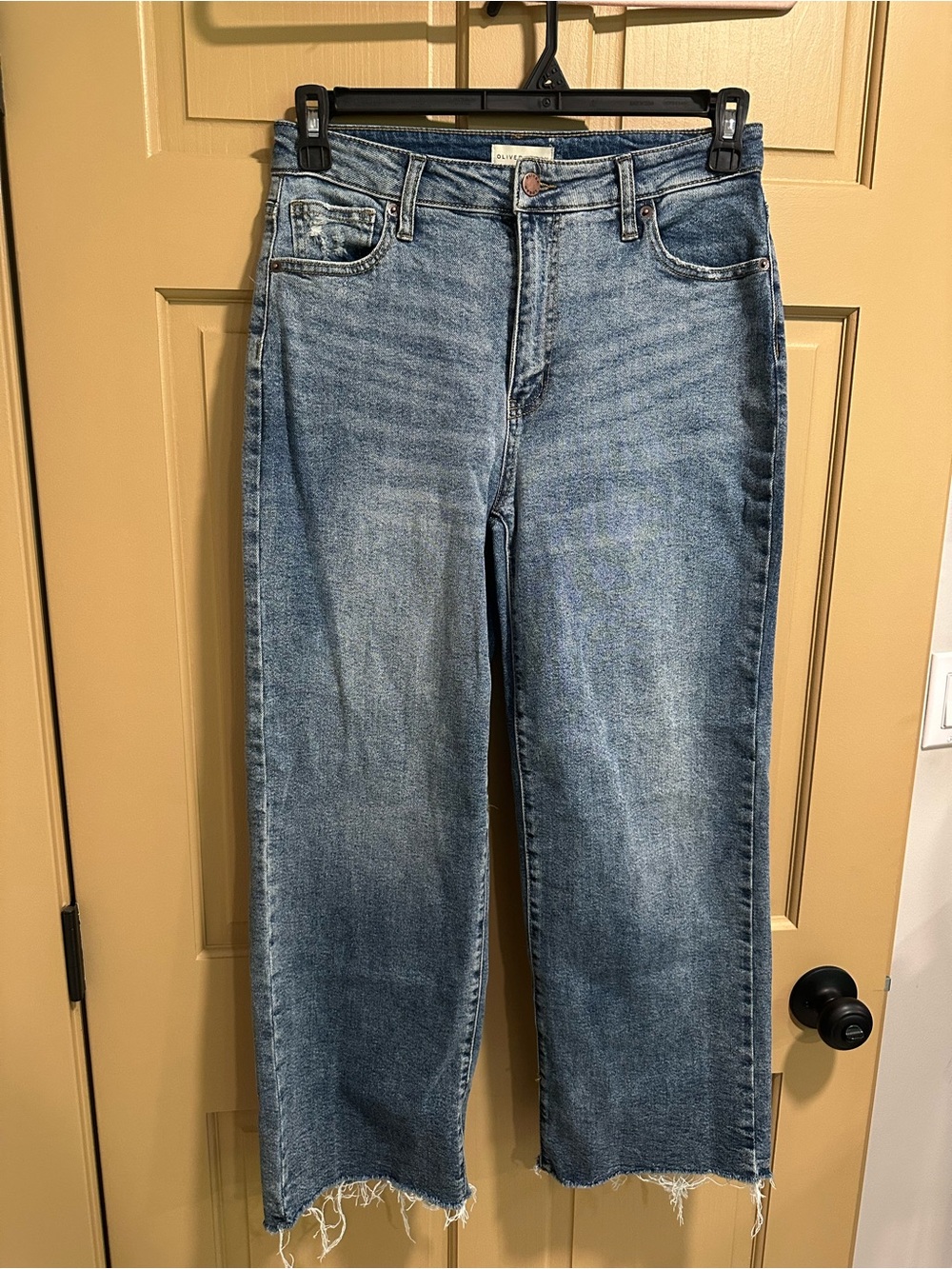 High-Rise Light Blue Cropped Straight Jeans - OLIVER LOGAN size 27